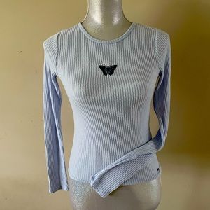 Hollister Light blue butterfly embellished sweater